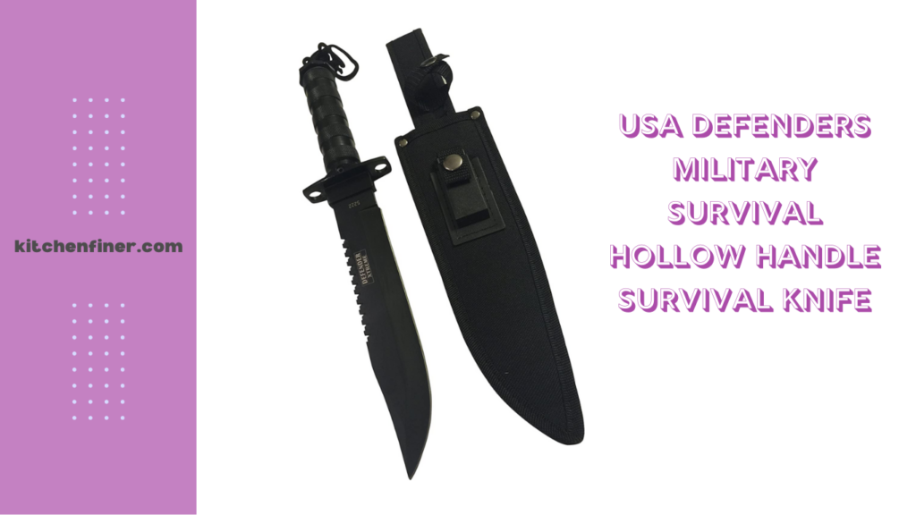 Military survival knife with hollow handle.