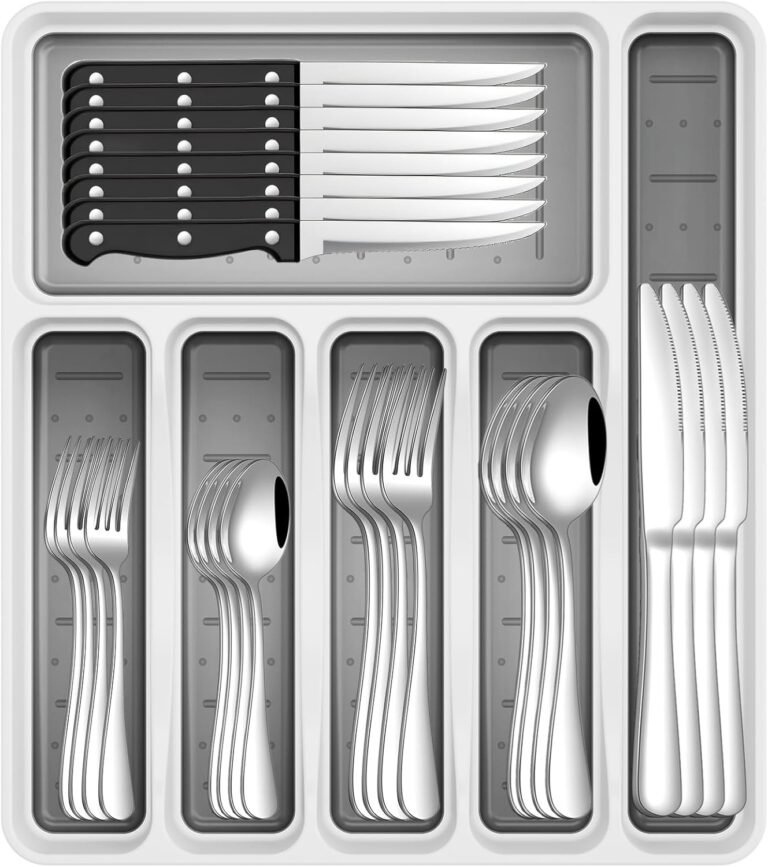 49-Piece Stainless Steel Silverware Set with Cutlery Organizer 6 71BictpJfwL. AC SL1500 Kitchen Finer